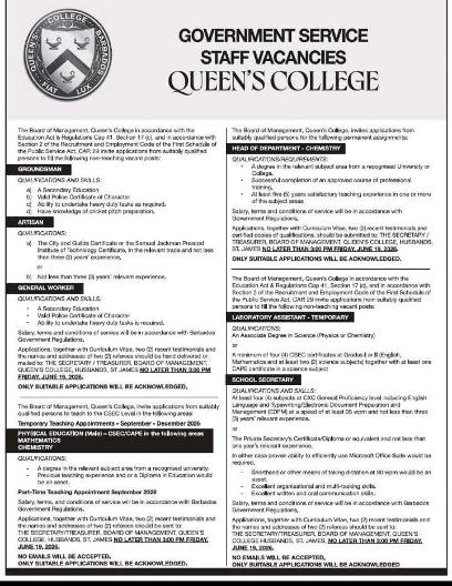 QC Staff Vacancies